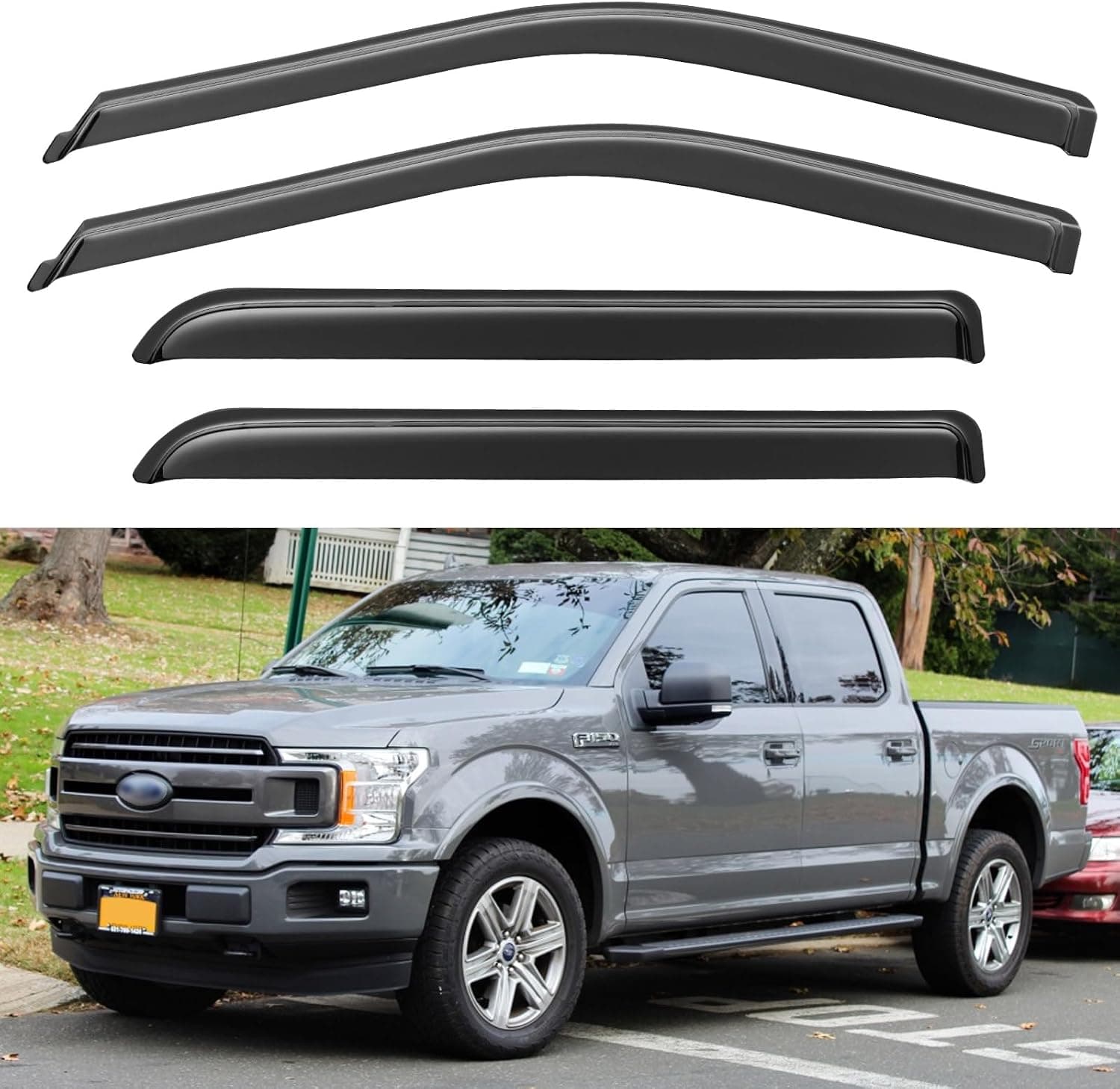 Window Visors Rain Guards for 2015-2026 Ford F150 Crew/SuperCrew Cab